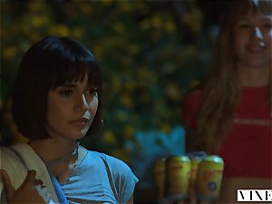 VIXEN Janice Griffith and Ivy Wolfe Sneak Into Backyard For Nighttime Pool fun